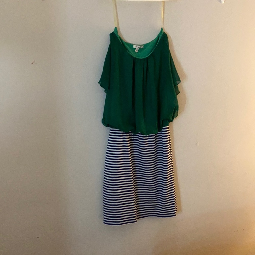 Simple Green, Black And White Dress